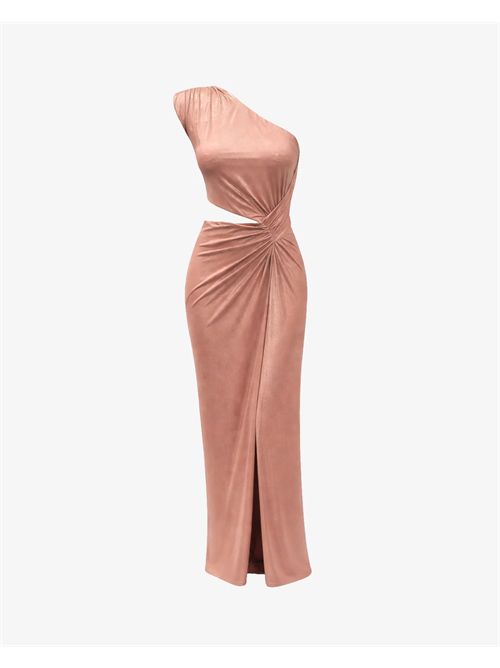 Abito monospalla in jersey metallizzato e cut out ALMA SANCHEZ | ASTRAL-ELROSE GOLD
